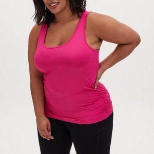 Women’s Torrid Hot Pink Performance Cotton Ruched Scoop Neck Active Tank 1 1X